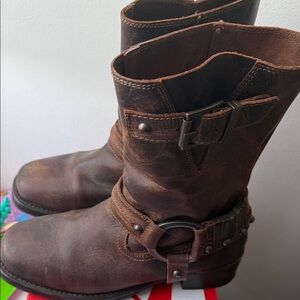 Nasty Gal Dark Brown Buckle Boots